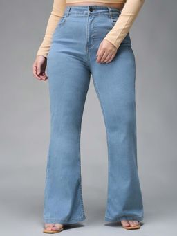 Miss Chase - A+ Curve Collection Plus Size Light Blue Bootcut High Rise Jeans