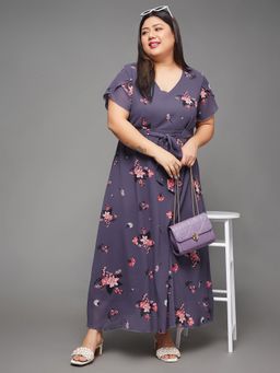 Miss Chase - A+ Curve Collection Plus Size Women's Lavender Midi Dress