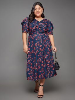 Miss Chase - A+ Curve Collection Plus Size Women's-Teal Midi Dress
