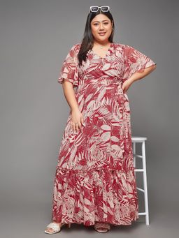 Miss Chase - A+ Curve Collection Plus Size Women's Maroon Maxi Dress