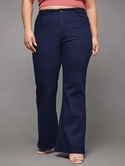 Miss Chase - A+ Curve Collection Plus Size Women's Navy Blue Bootcut High Rise Jeans