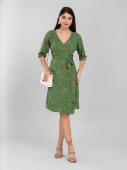 D’ALMIRAH - Womens Polyester Floral Green Dress