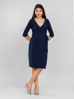 D’ALMIRAH - Womens Polyester Solid Blue Dress