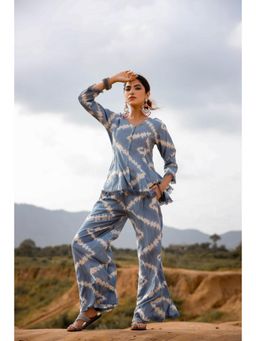 CUSTARD - Women Blue Cotton Tie & Dye Co-Ord (Set of 2)