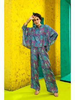 CUSTARD - Women Blue Cotton Printed Co-Ord (Set of 2)