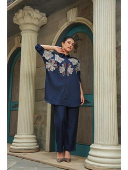 CUSTARD - Women Blue Cotton Floral Co-Ord (Set of 2)