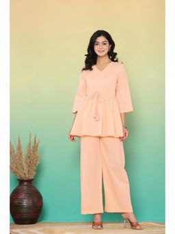 Kasya - Women Orange Cotton Embroidered Co-Ord (Set of 2)