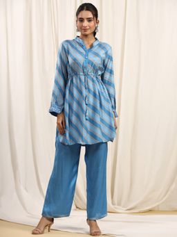 Readiprint - Straight Style Silk Fabric Blue Kurta and Bottom (Set of 2)