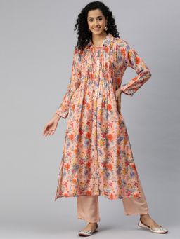 Readiprint - A-Line Style Silk Fabric Pink Co-Ord (Set of 2)