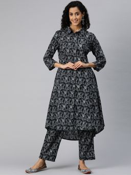 Readiprint - A-Line Style Cotton Fabric Black Co-Ord (Set of 2)