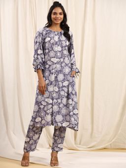 Readiprint - A-Line Style Silk Fabric Blue Co-Ord (Set of 2)