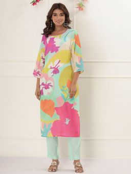 Readiprint - Straight Style Silk Fabric Green Co-Ord (Set of 2)