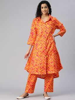 Readiprint - A-Line Style Cotton Fabric Orange Co-Ord (Set of 2)