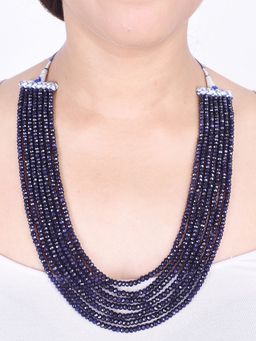 Ratnavali Jewels - Seven Layer Real Sapphire Blue Onyx Stone Beads Necklace