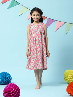 Biba - Pink Cotton Printed Sleepwear