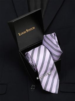 Louis Stitch - Men Lavender Italian Silk Necktie Accessory Gift Set