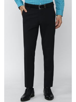 Buy Peter England Men Black Solid Slim Fit Formal Trousers Online