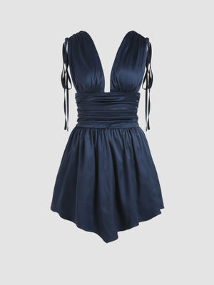 cider solid satin ruched mini dress Buy Cider Solid Satin Ruched Mini Dress (XS) Online