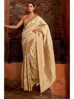 Mysilklove - Corvette Gold Woven Banarasi Saree with Unstitched Blouse