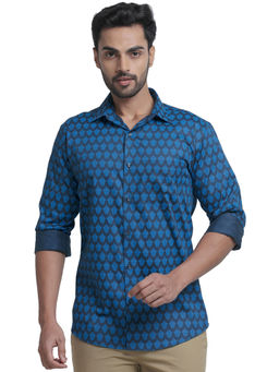 Park Avenue - Men Blue Printed Casual Shirt