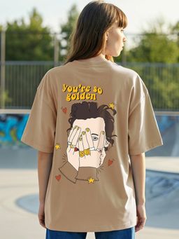 Bewakoof - Women's Brown Harry's House Graphic Printed Oversized T-shirt