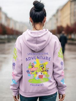 Bewakoof - Heavy Duty Women's Purple Into the Adventure Sweat Graphic Printed Oversized Hoodies
