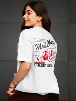 Bewakoof - Women's White Moncherie Graphic Printed Oversized T-shirt