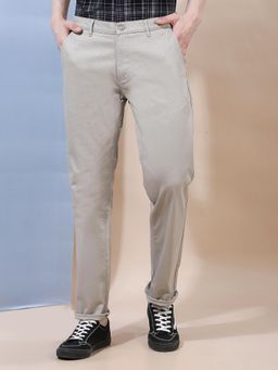 CRIMSOUNE CLUB - Men'S Beige Printed Straight Trousers