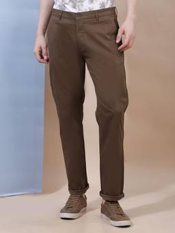 CRIMSOUNE CLUB - Men'S Brown Printed Straight Trousers