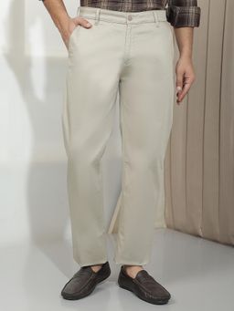 CRIMSOUNE CLUB - Men'S Beige Dobby Straight Trousers