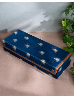 Fabindia - Blue Kamal Printed Fabric Jewellery Box