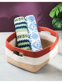 Fabindia - Orange Fusion Cotton Storage Basket