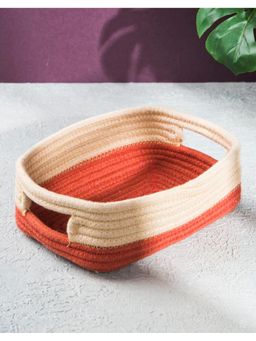 Fabindia - Orange Fusion Cotton Storage Basket