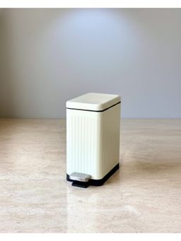 HOME 360 - Modern Off-White Rectangular Step Dustbin With Soft Close Lid