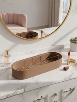 HOME 360 - Luxe Leather Multicompartment Organizer Box Brown