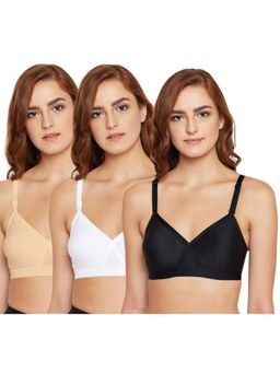 Bodycare - Pack of 3 B-C-D Cup Bra In Black-Skin-White Colour