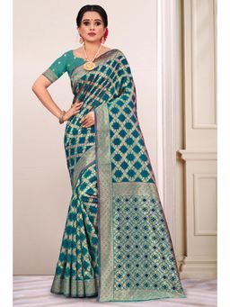 EXCLUSIVA - Sea Green Banarasi Saree with Unstitched Blouse
