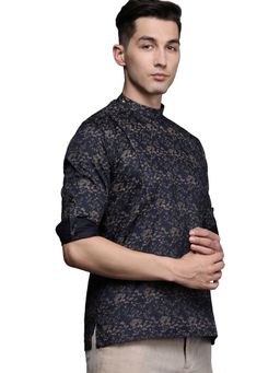 Manyavar - Men'S Navy Blue Blended Viscose short Fit Casual Wear Short Kurta