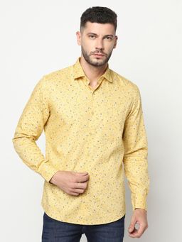 CRIMSOUNE CLUB - Men Yellow Floral Shirt