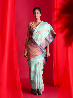 Beatitude - Green Woven Banarasi Saree with Unstitched Blouse