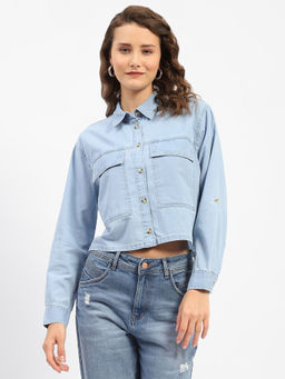 Madame - Front Pocket Light Blue Denim Shirt