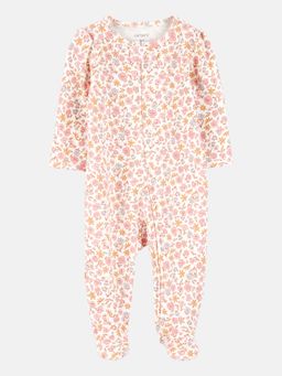Carter's - Pink Floral 2-Way Zip Cotton Bodysuit