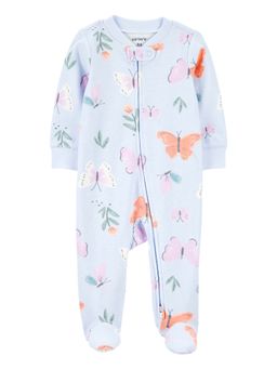 Carter's - Blue Printed Butterfly 2-Way Zip Cotton Bodysuit