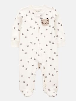 Carter's - Cream Tiger Print 2-Way Zip Cotton Bodysuit
