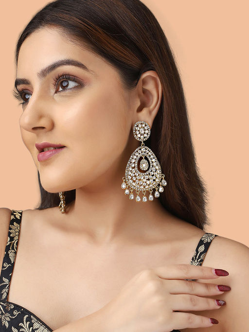 Priyaasi A Long Gilded Kundan Elegance and Mehandi Gold Plating Chandbalis