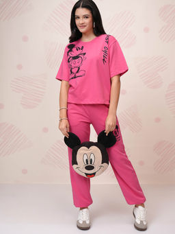 TOKYO TALKIES - Pink Cotton Disney Mickey Mouse Printed Co-Ord (Set of 2)