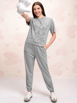 TOKYO TALKIES - Grey Pure Cotton Disney Mickey Mouse Printed Co-Ord (Set of 2)