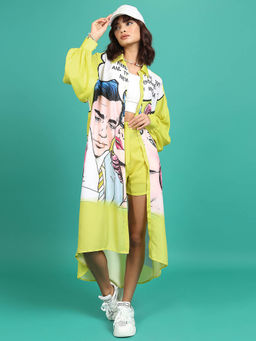 TOKYO TALKIES - Green Printed Collar Neck Co-Ord (Set of 2)