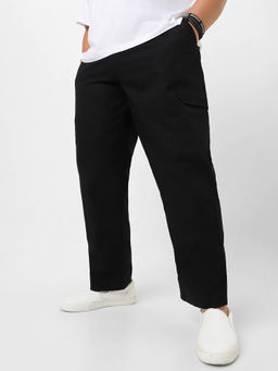 Urbano Plus - Black Regular Fit Solid Cargo Chino Pant
