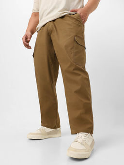 Urbano Plus - Khaki Regular Fit Solid Cargo Chino Pant